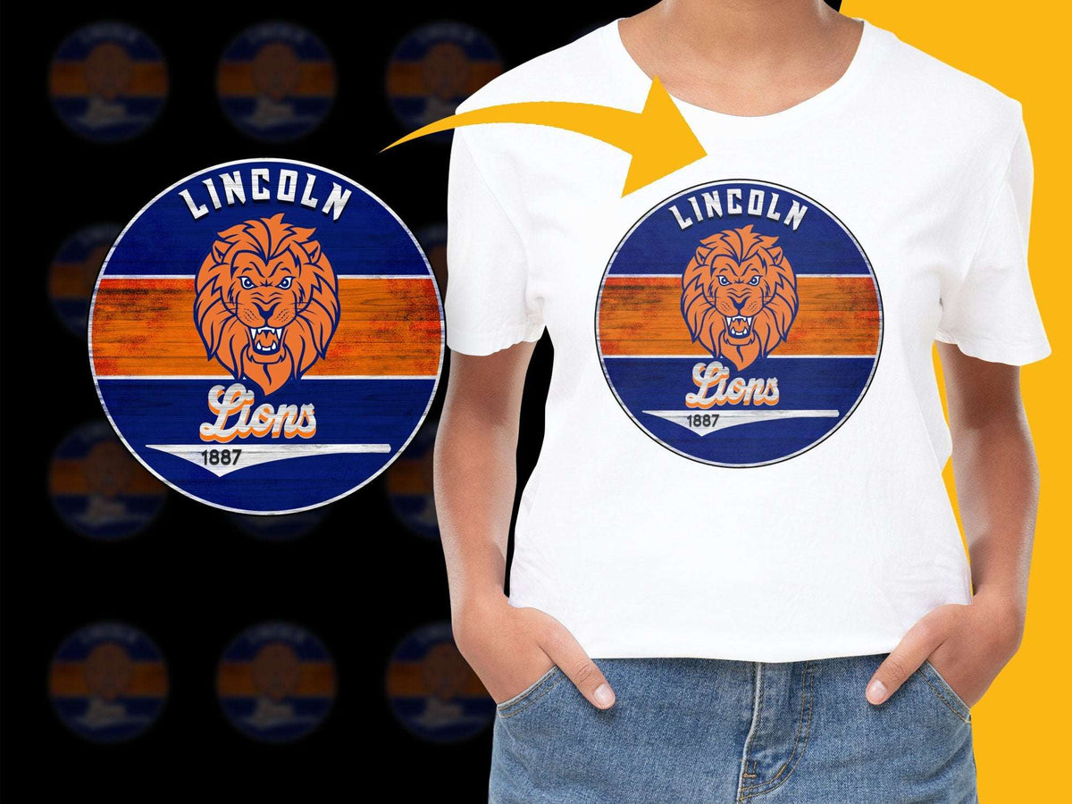 Lincoln Lions 1887 Graphic T-Shirt, Vintage School Mascot Design, Unisex Lion Pride Tee