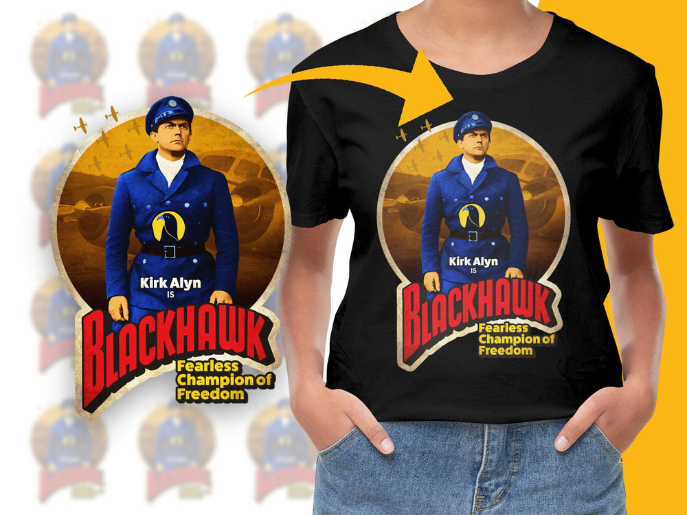 Vintage Blackhawk Comic T-Shirt, Kirk Alyn Fearless Champion, Retro Superhero Graphic Tee, Collectible Fan Merchandise