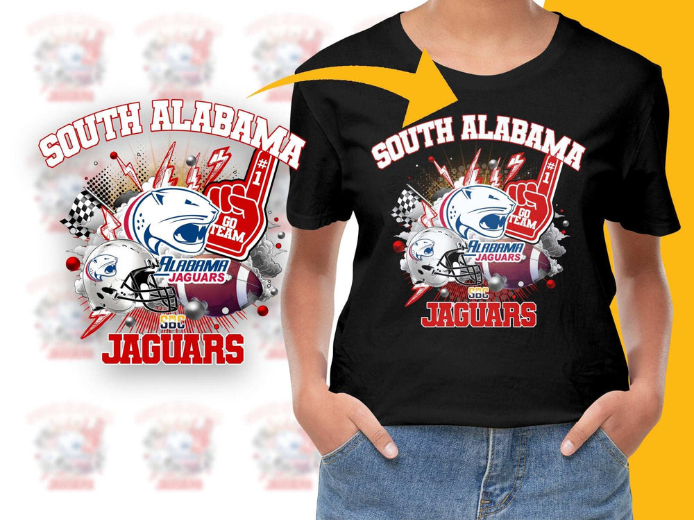 South Alabama Jaguars T-Shirt, College Sports Graphic Tee, Fan Apparel, School Spirit, Casual Wear, Unique Design, Black Shirt