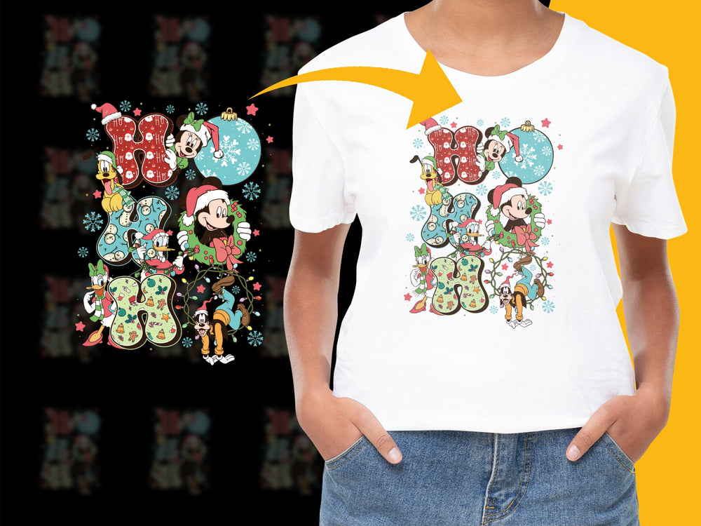 Kids Holiday T-Shirt, Festive Cartoon Characters, Winter Theme, Cute Christmas Apparel, Colorful Graphic Tee