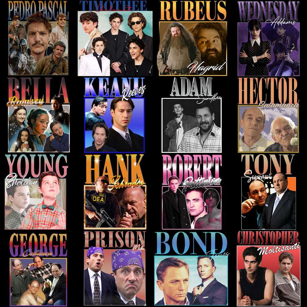 32 Popular Movies Series Artists Homage Designs Bundle PNG