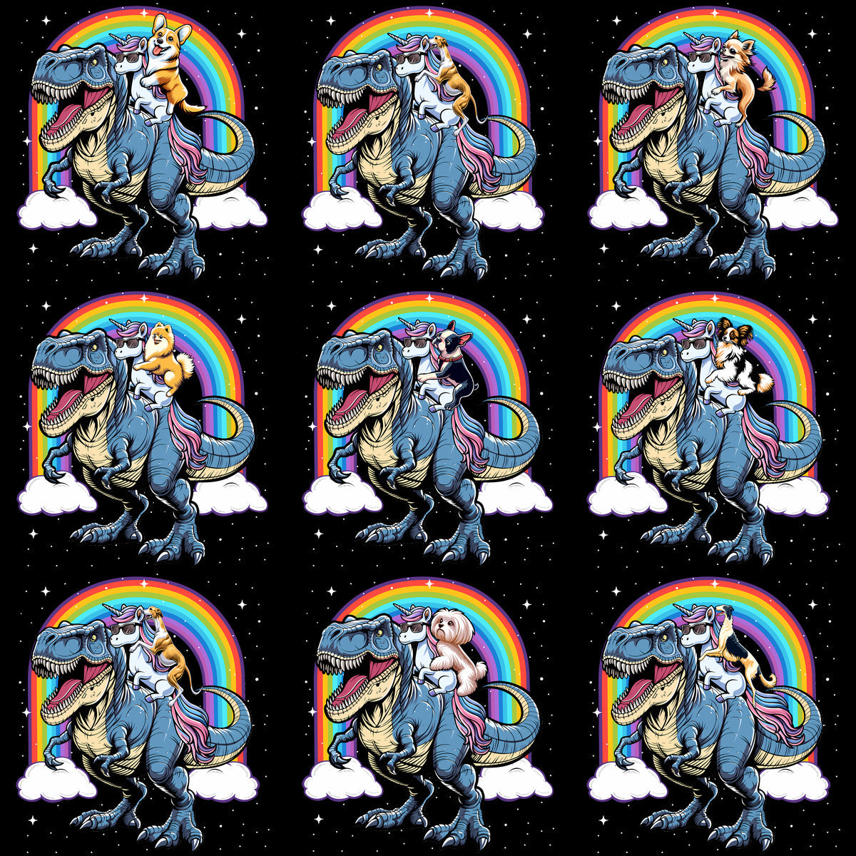 Funny Dog Riding Unicorn PNG Bundle: 35 Rex Designs