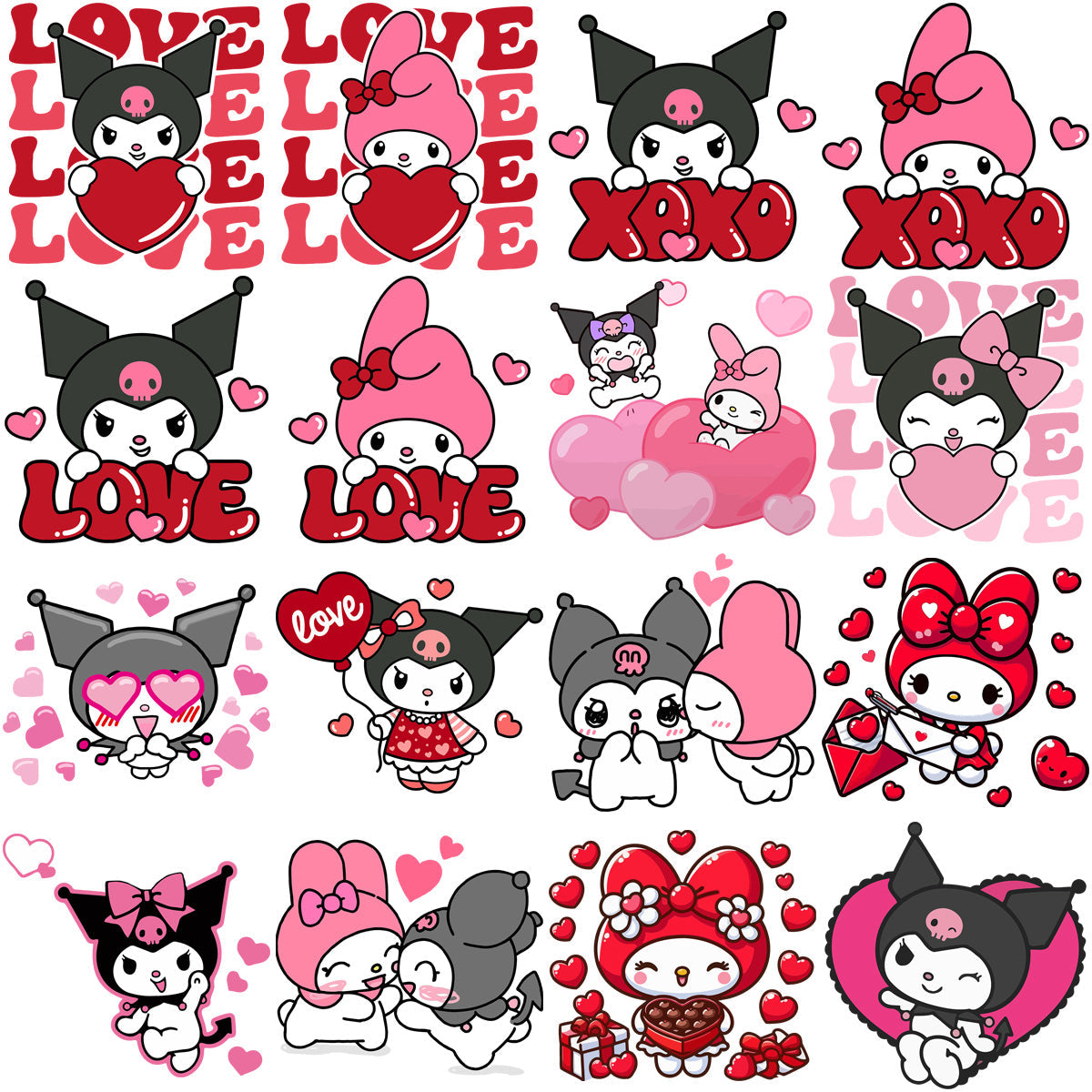 Kawaii Kuromi Valentine's Day PNG Bundle: 15 Cute Cartoon Love Designs