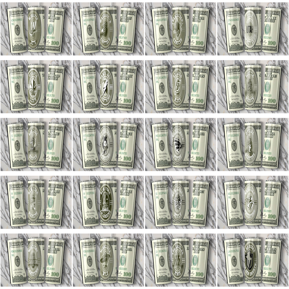 NHL Tumbler Wraps Bundle: 32 Teams, $100 Bill Design - JPG
