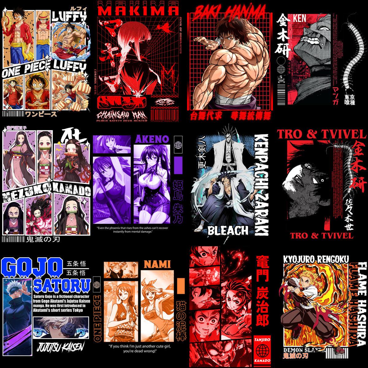 55 High-Quality Anime Streetwear PNG Designs Bundle