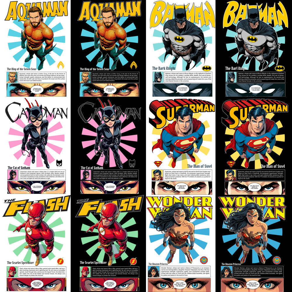 DC Super Heroes Streetwear: 11 Black & White PNG Designs Bundle
