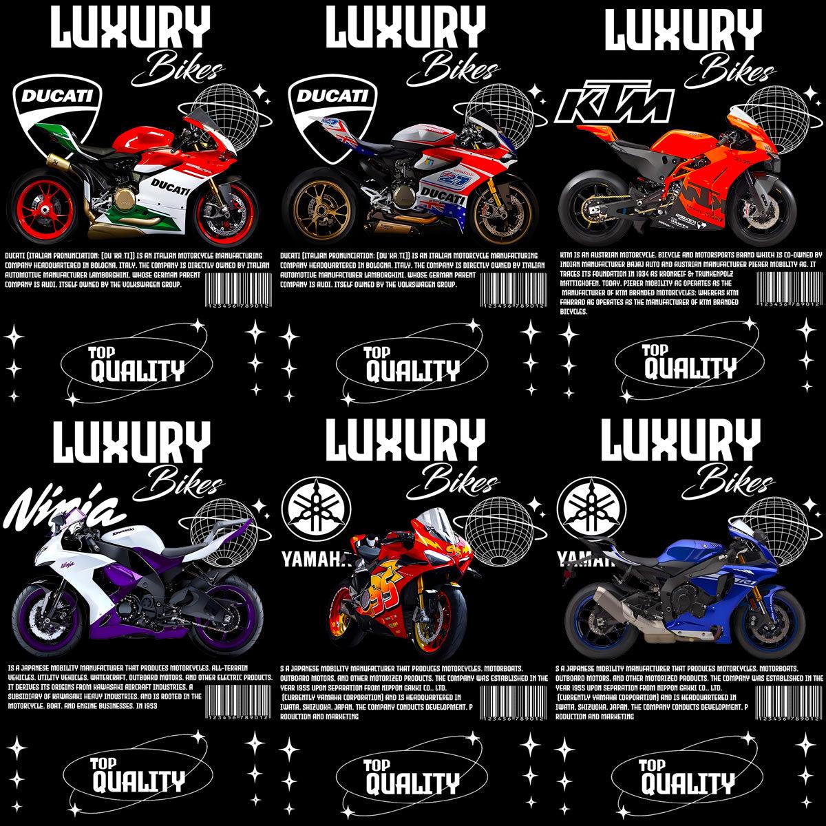 Luxury Streetwear Bike Designs Bundle: 6 PNG & PSD Files