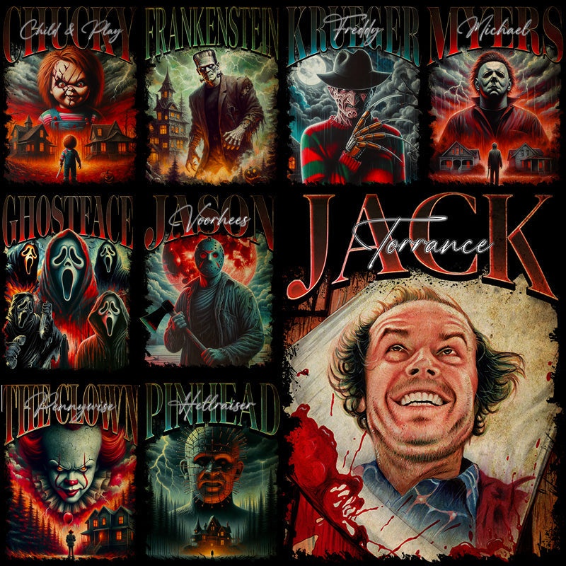 Halloween Slasher Streetwear PNG Bundle: 24 Horror Designs
