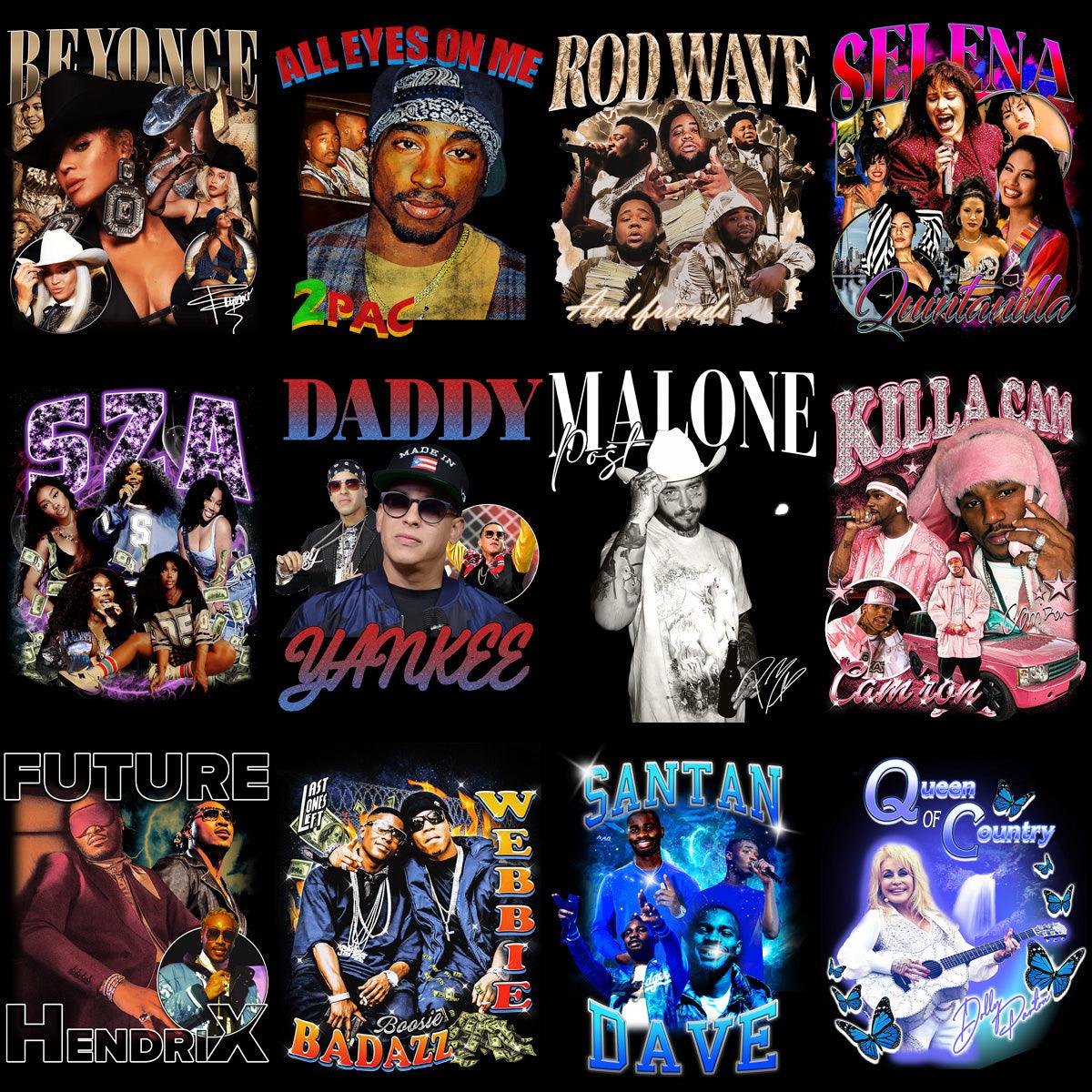 23 Music Star PNG Bootleg Designs: Downloadable Bundle (V4)