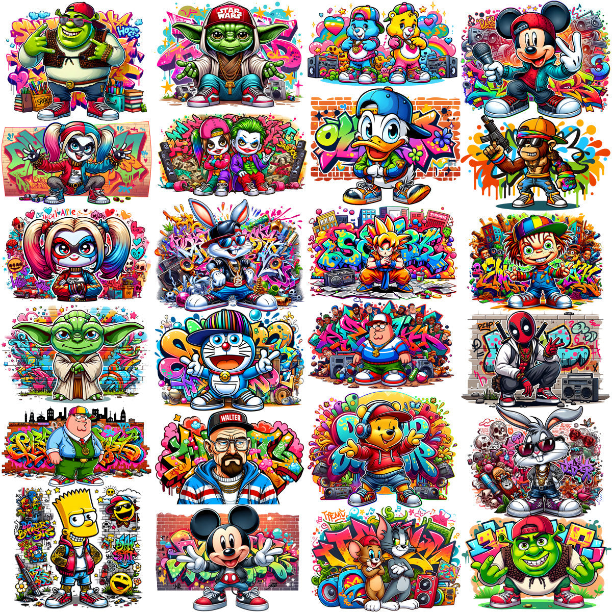 60+ High-Quality Cartoon Graffiti Wall Designs PNG Bundle