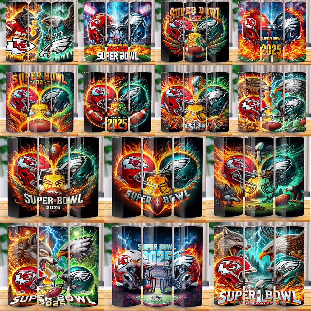 Super Bowl LIX 2025 Tumbler Wraps: 14 JPG Designs Bundle
