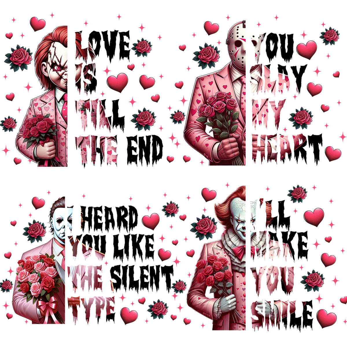Valentine's Day Flower Slasher PNG Bundle: Killer Designs