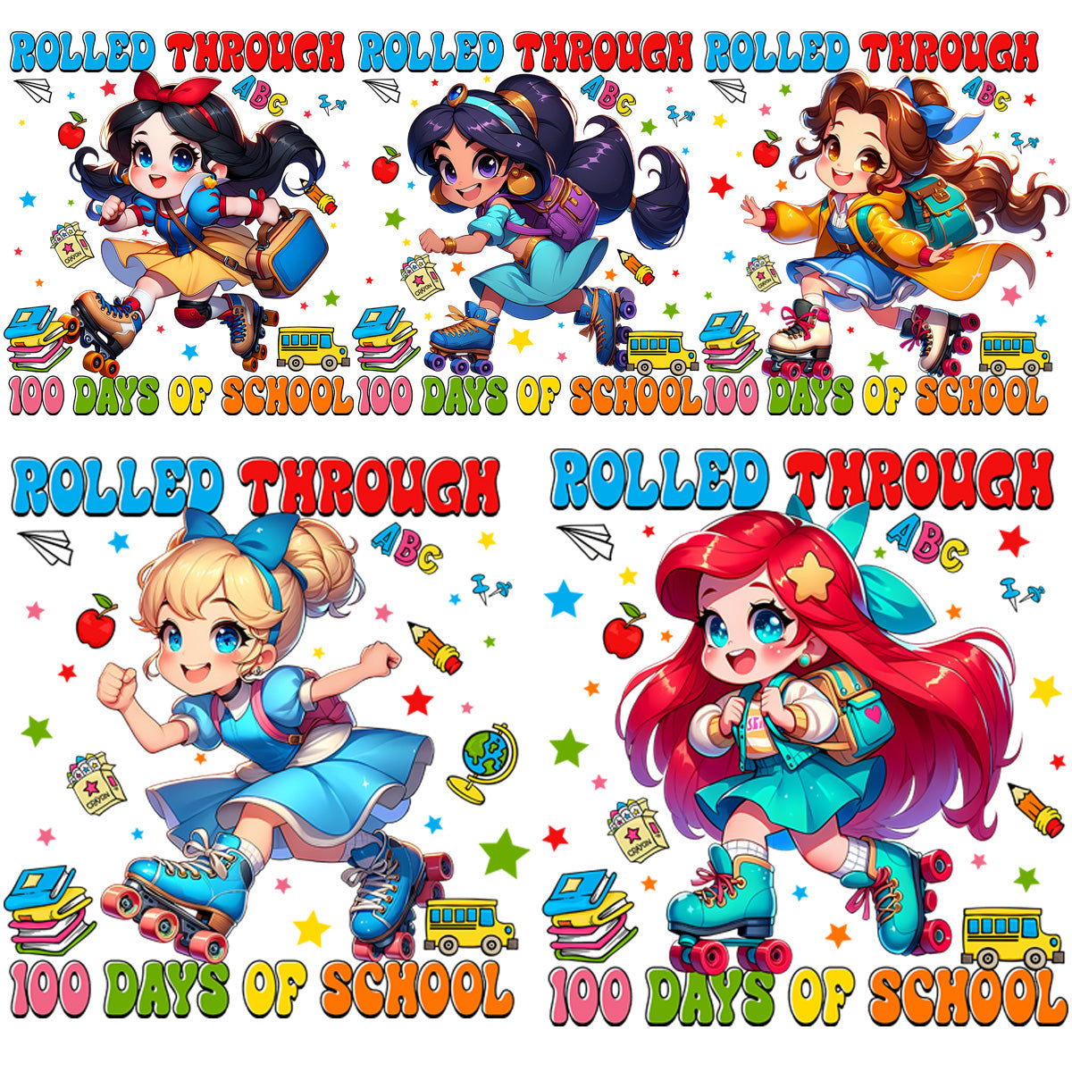 100+ Princess Cartoon Girl School Designs PNG Bundle