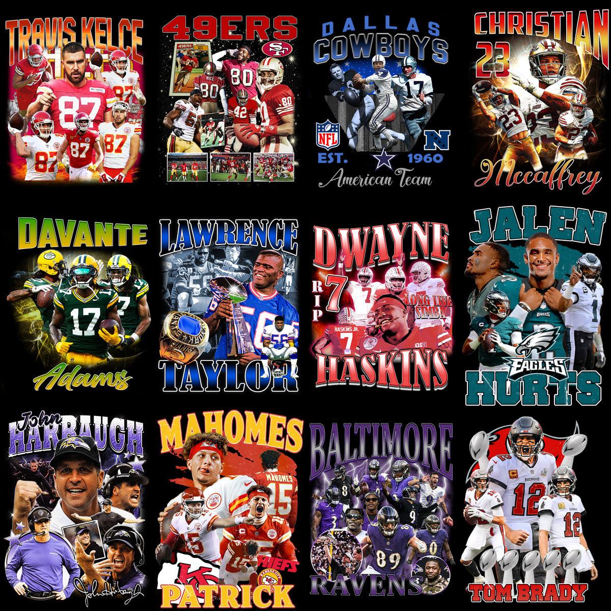 40 Premium Football Player & Team Bootleg PNG Designs Bundle