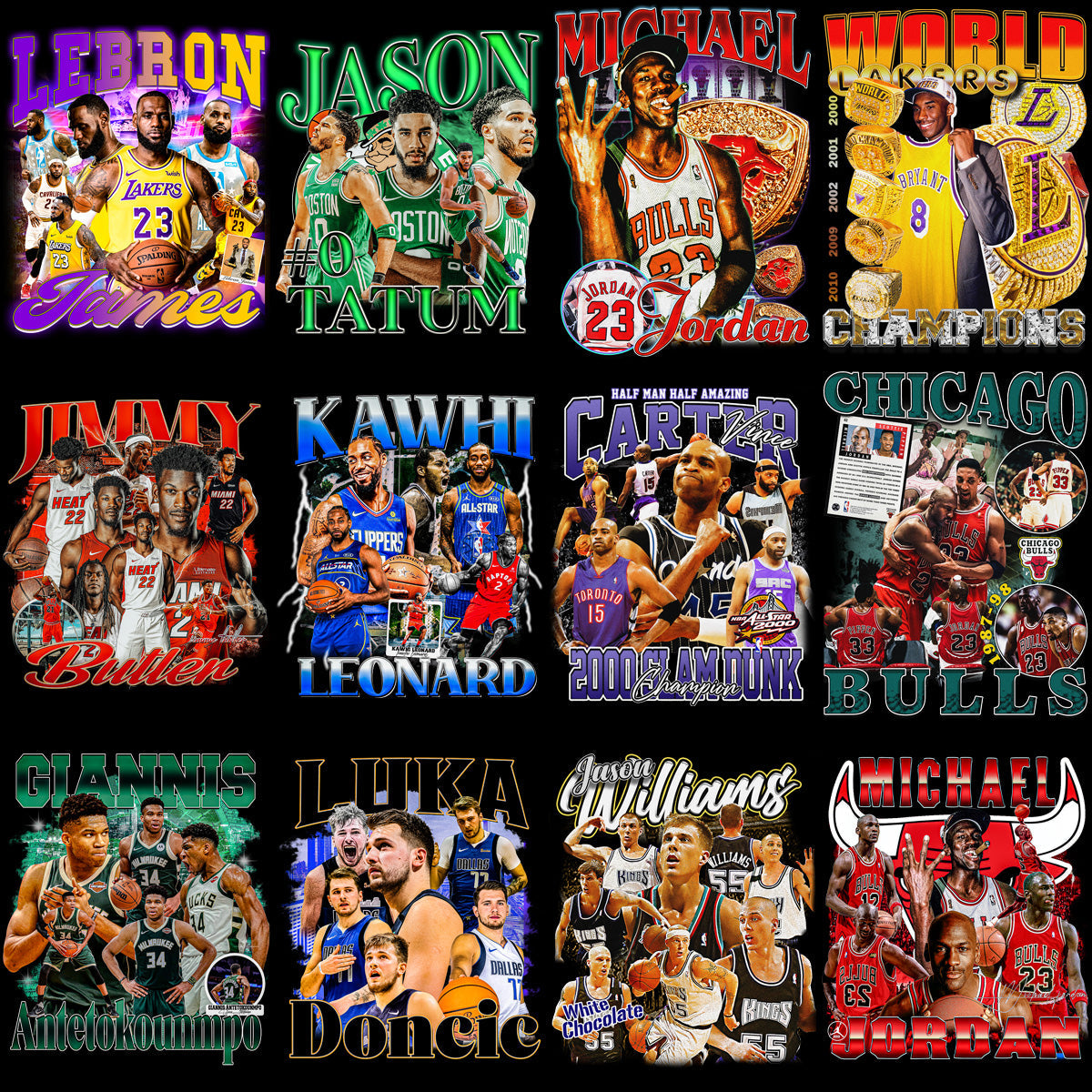 37 High-Quality Basketball Player PNG Designs: Bootleg Bundle
