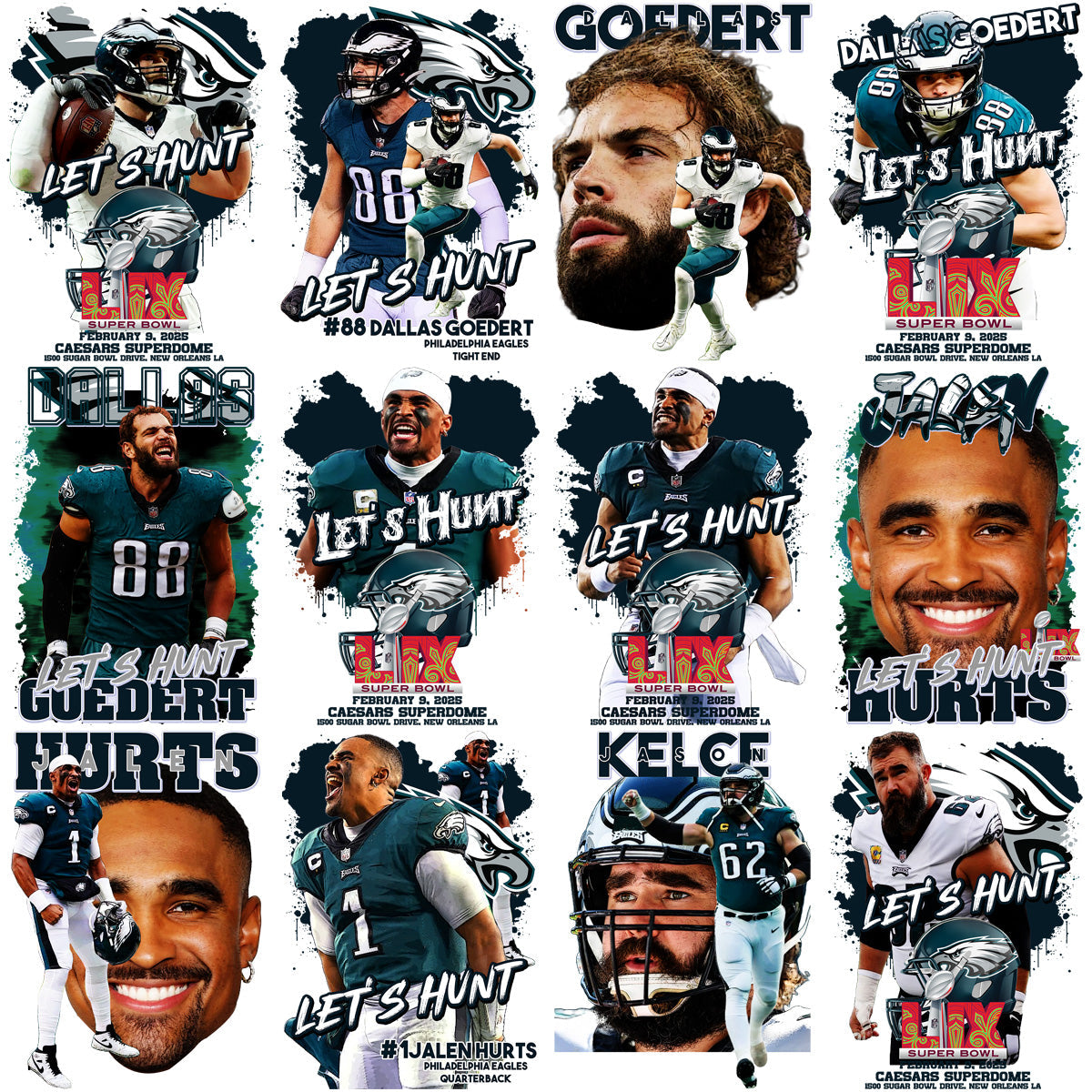 65 Super Bowl LVII Eagles PNG Football Designs: Mega Bundle