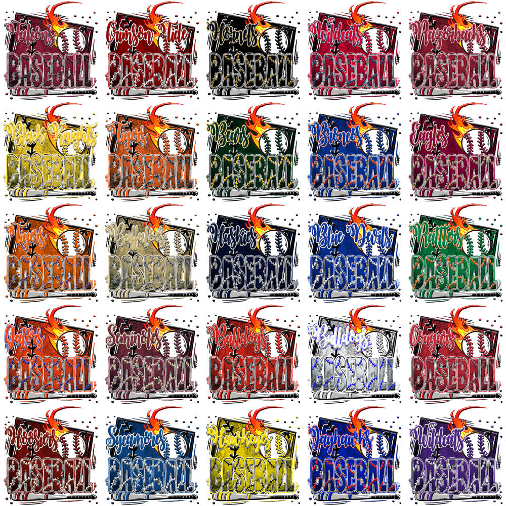 62 NCAA College Baseball Team Plate Designs PNG Bundle
