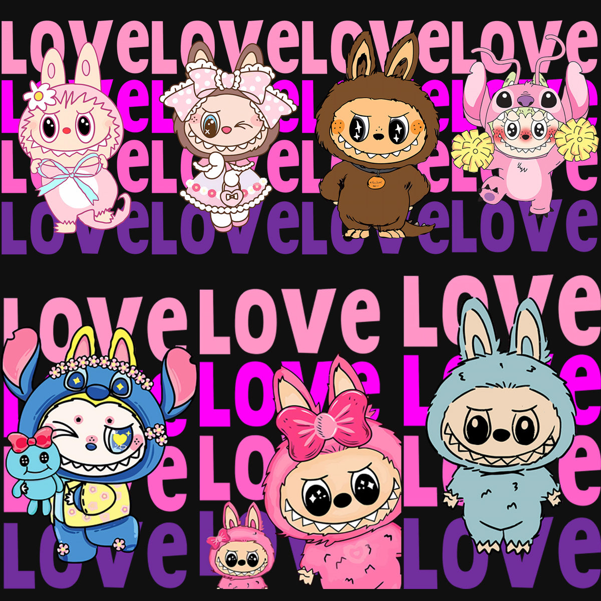 10 Adorable Labubu Valentine's Day PNG Designs Bundle