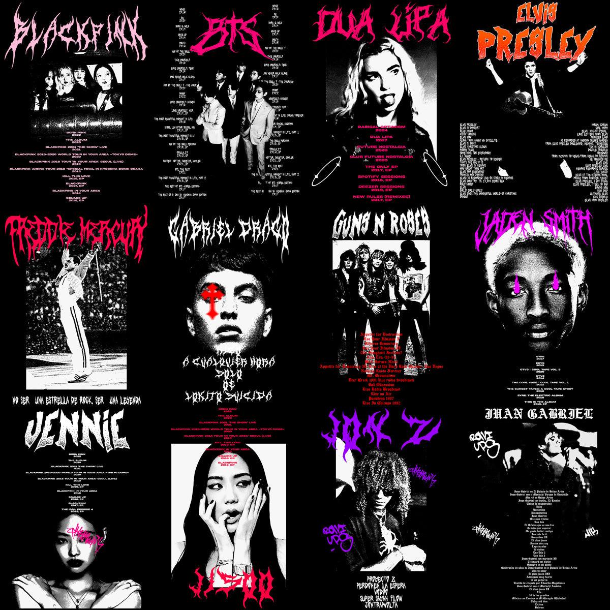 24 Music Artist Streetwear Designs Bundle: PNG & PSD Files (V3)