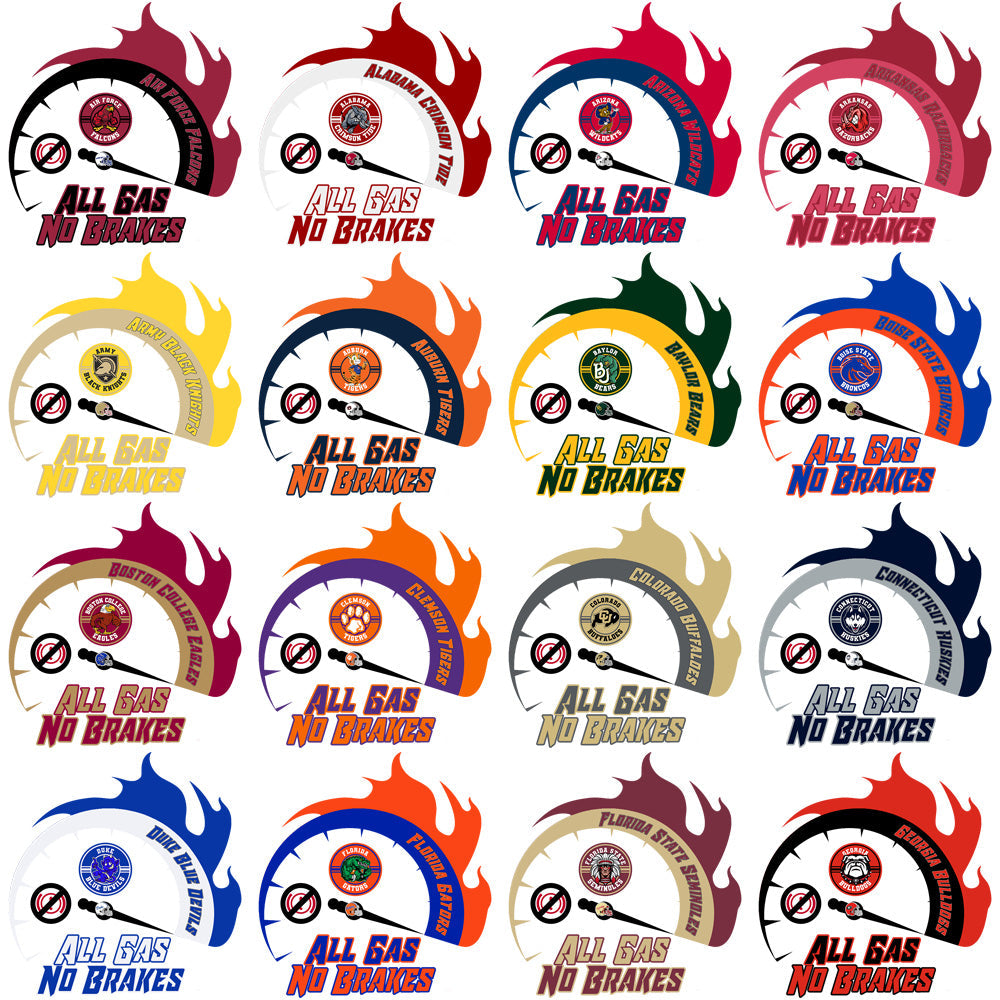 55 NCAA College Team PNG Designs: All Gas No Brakes Bundle