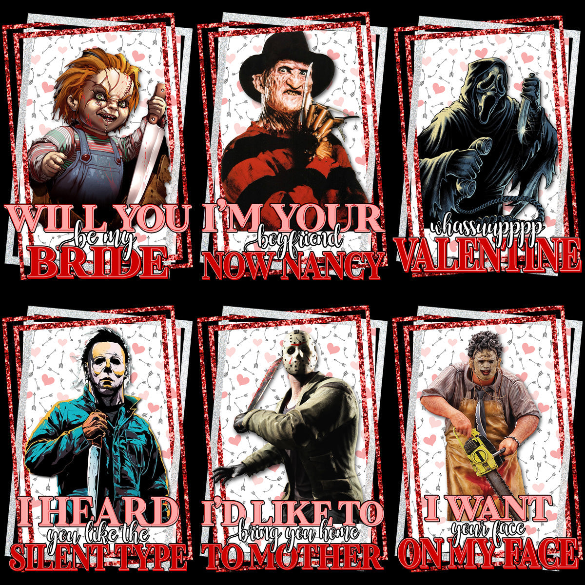 Horror Valentine's Day Slasher PNG Bundle: 6 Killer Designs