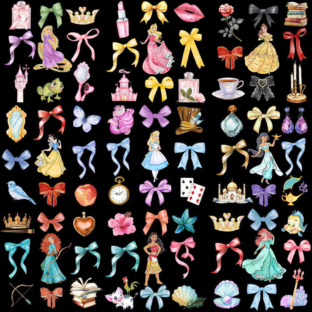 14 Cute Cartoon Princess Bow PNG Designs: Perfect for Crafts & Digital Projects