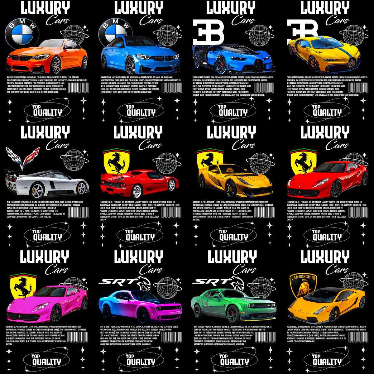 Luxury Car Streetwear Designs Bundle: 24 PNG & PSD Files