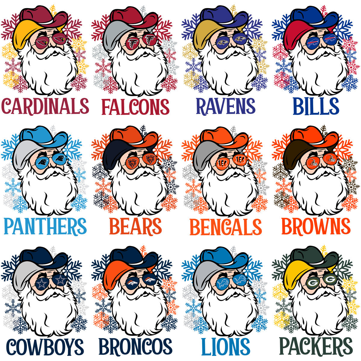32 Santa Christmas Football Team PNG Designs Bundle: Perfect for Holiday Crafts