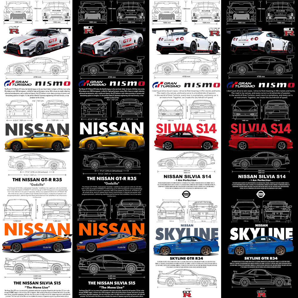 Nissan Streetwear Racing Designs: 10 Dual-Color PNG Bundle