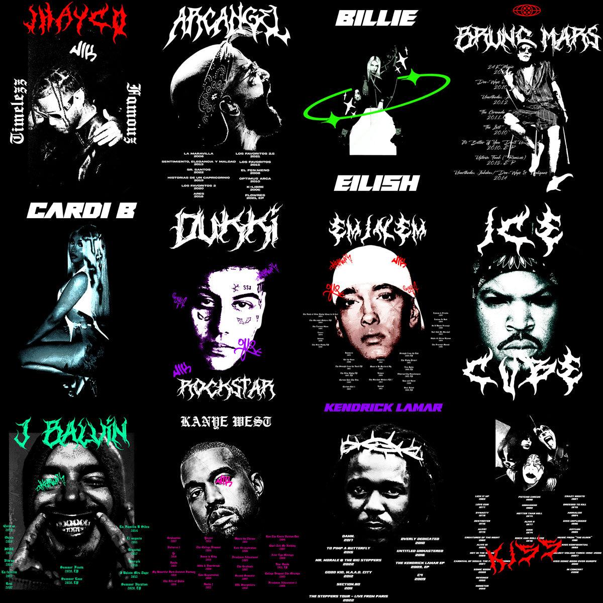 24 Music Artist Streetwear Designs Bundle: PNG & PSD Files (V2)