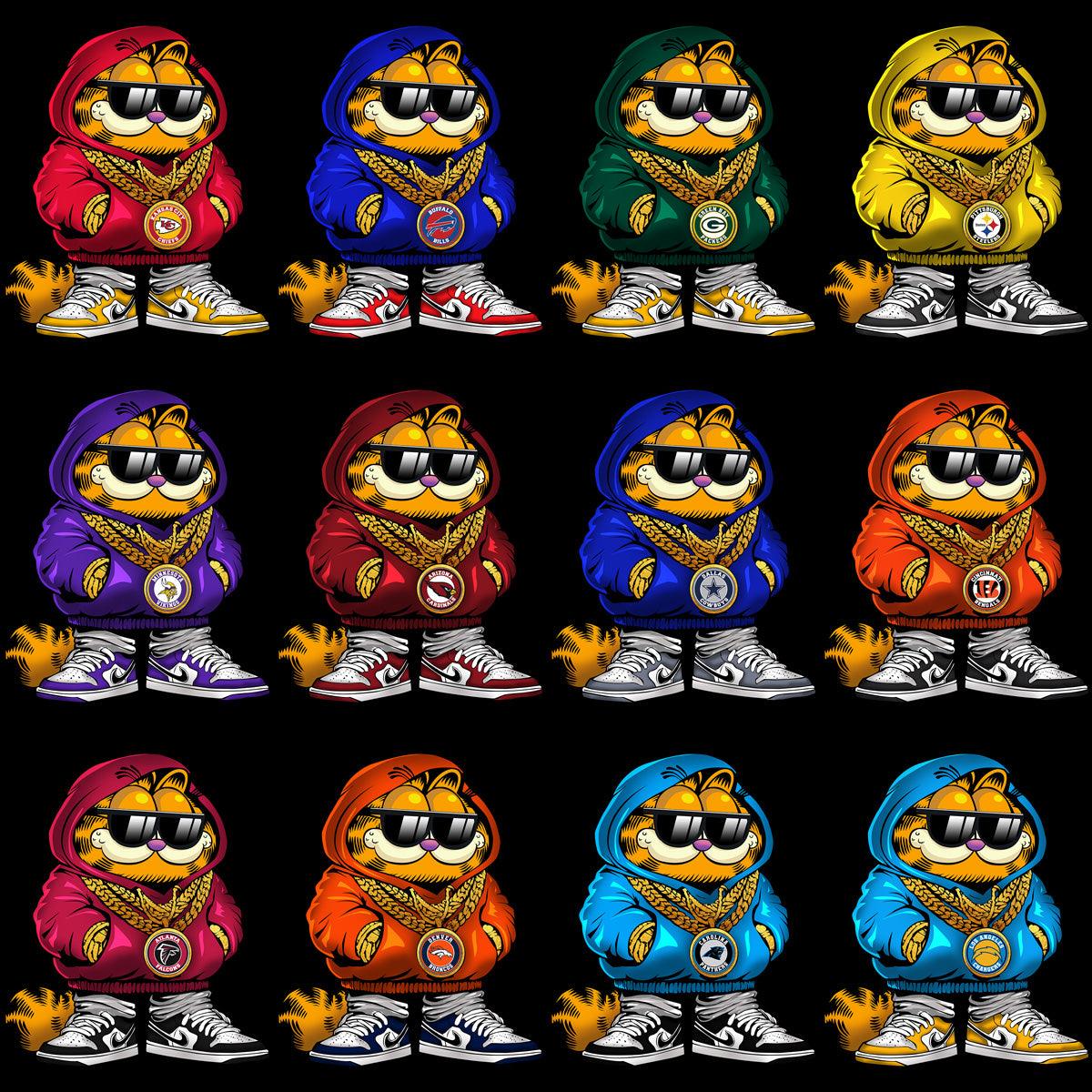 Garfield Football PNG Bundle: 32 Cartoon Cat Designs for Swag