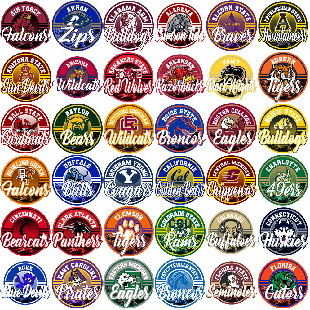 111 NCAA College Metal Circle Logos: PNG Download Bundle