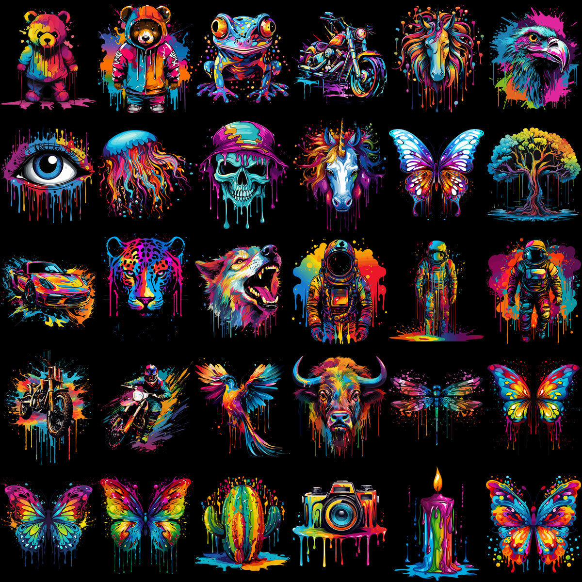 120+ High-Quality Color Drip PNG Designs Bundle for Artists & Designers