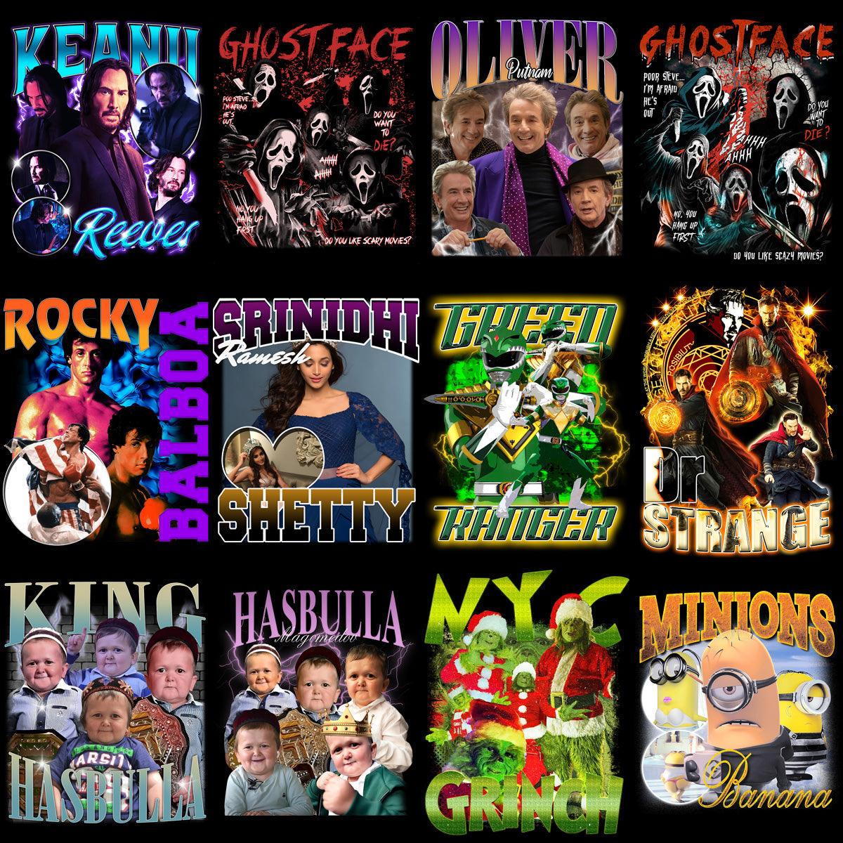 28 Popular Movie & Series Character PNG Bootleg Designs Bundle