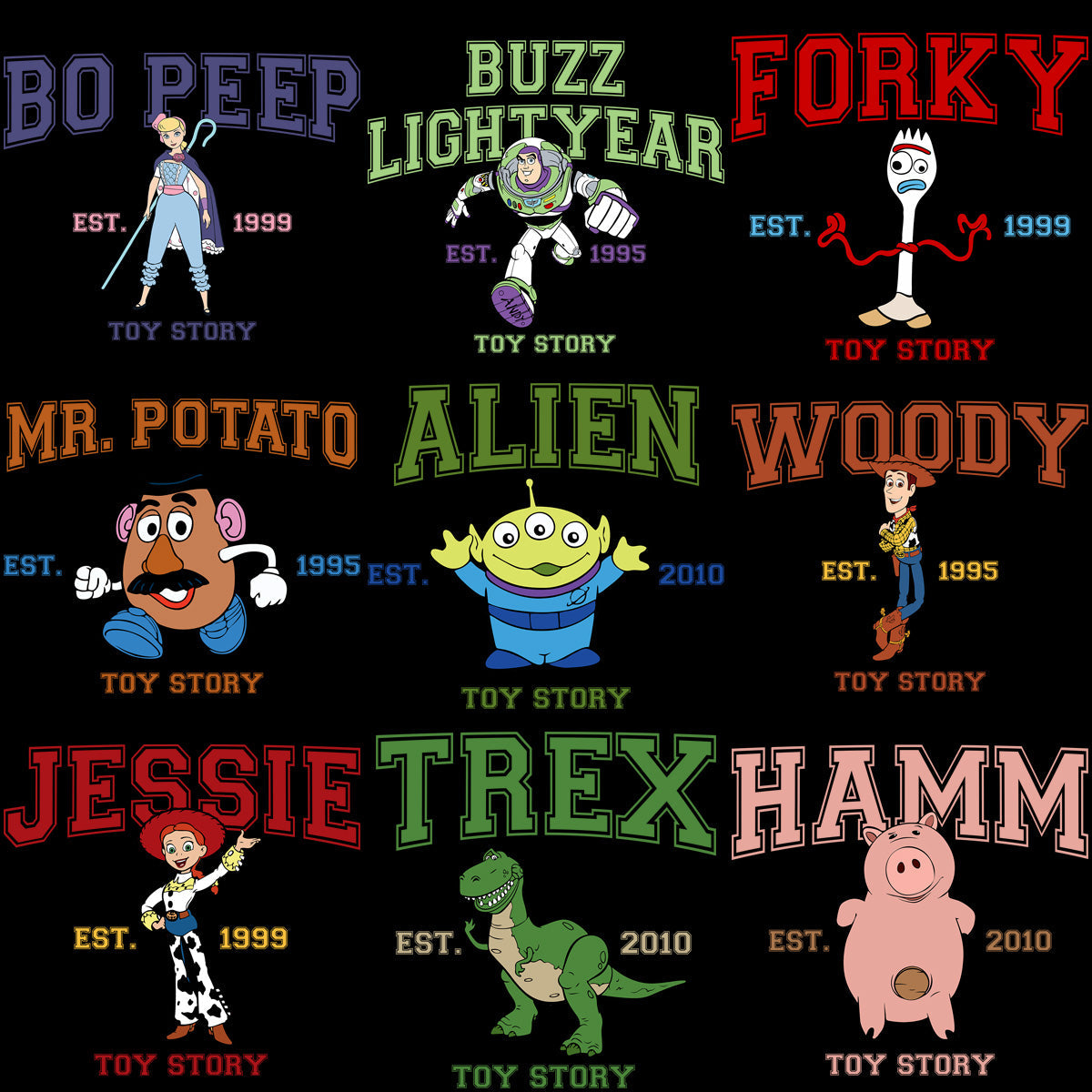 12 Cartoon Toy Streetwear PNG Designs Bundle: High-Quality Graphics for Apparel