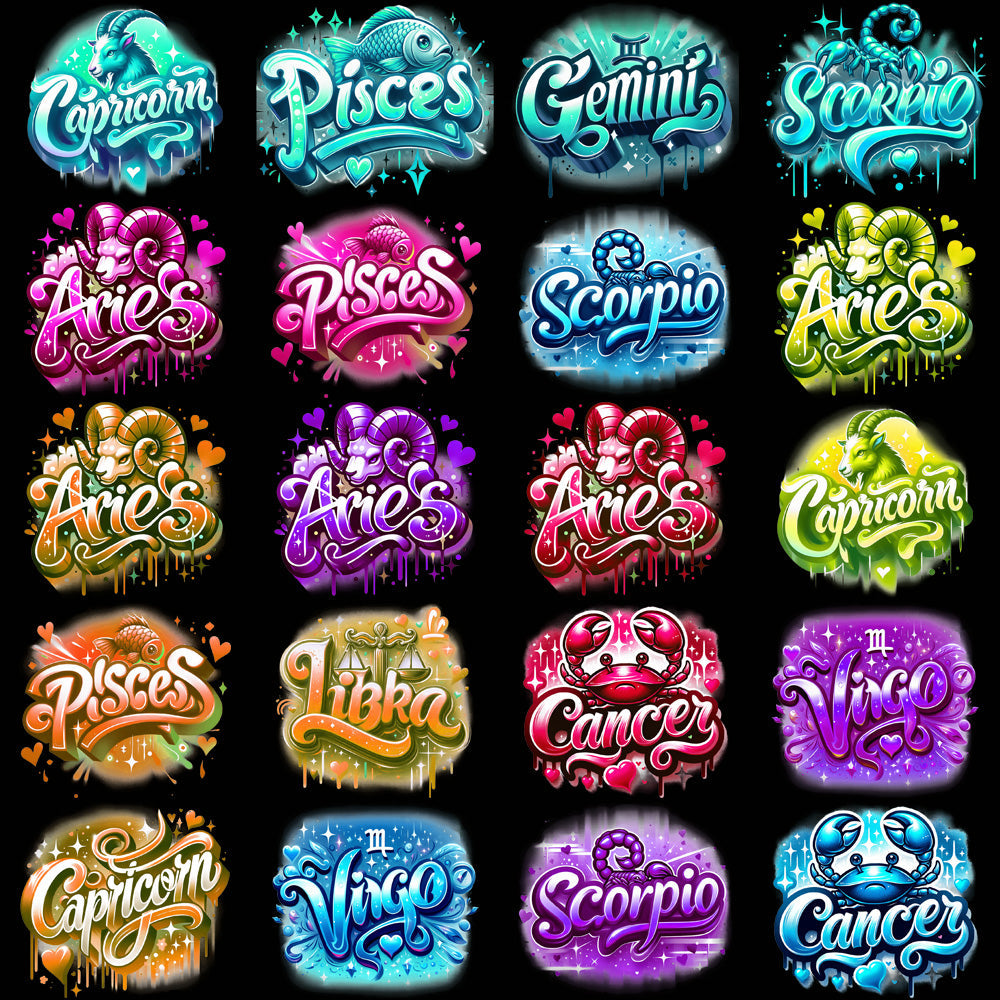 100 Zodiac Sign PNG Designs: Colors & Astrology Bundle