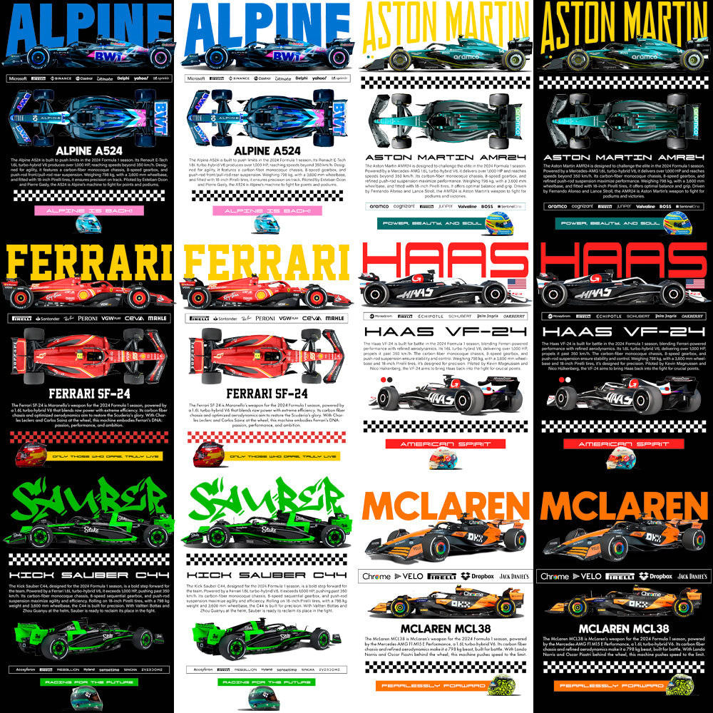 F1 Racing Streetwear Designs: 10 Dual-Color PNG Bundle