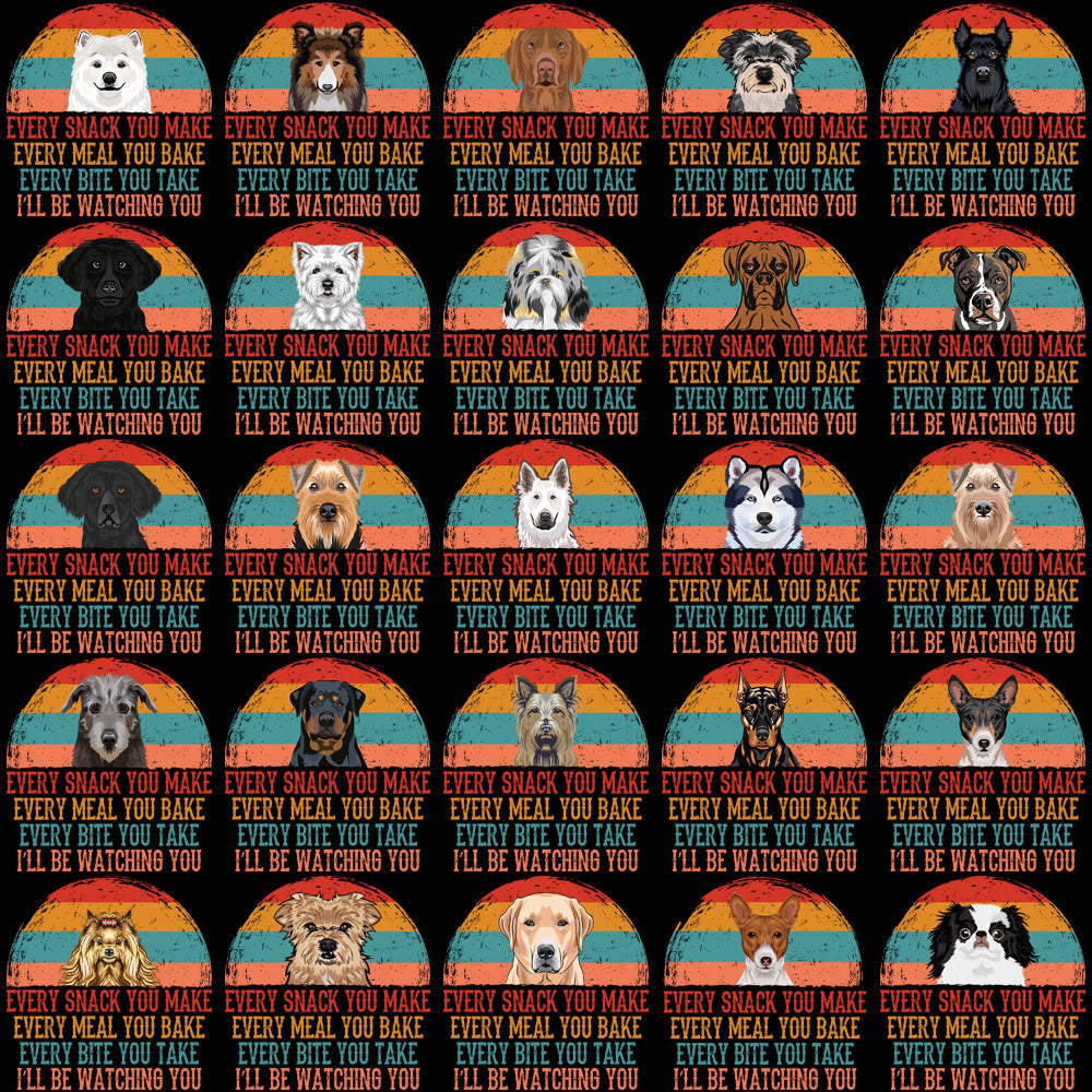 90 Hilarious Dog PNGs: Funny Watching-You Designs Bundle