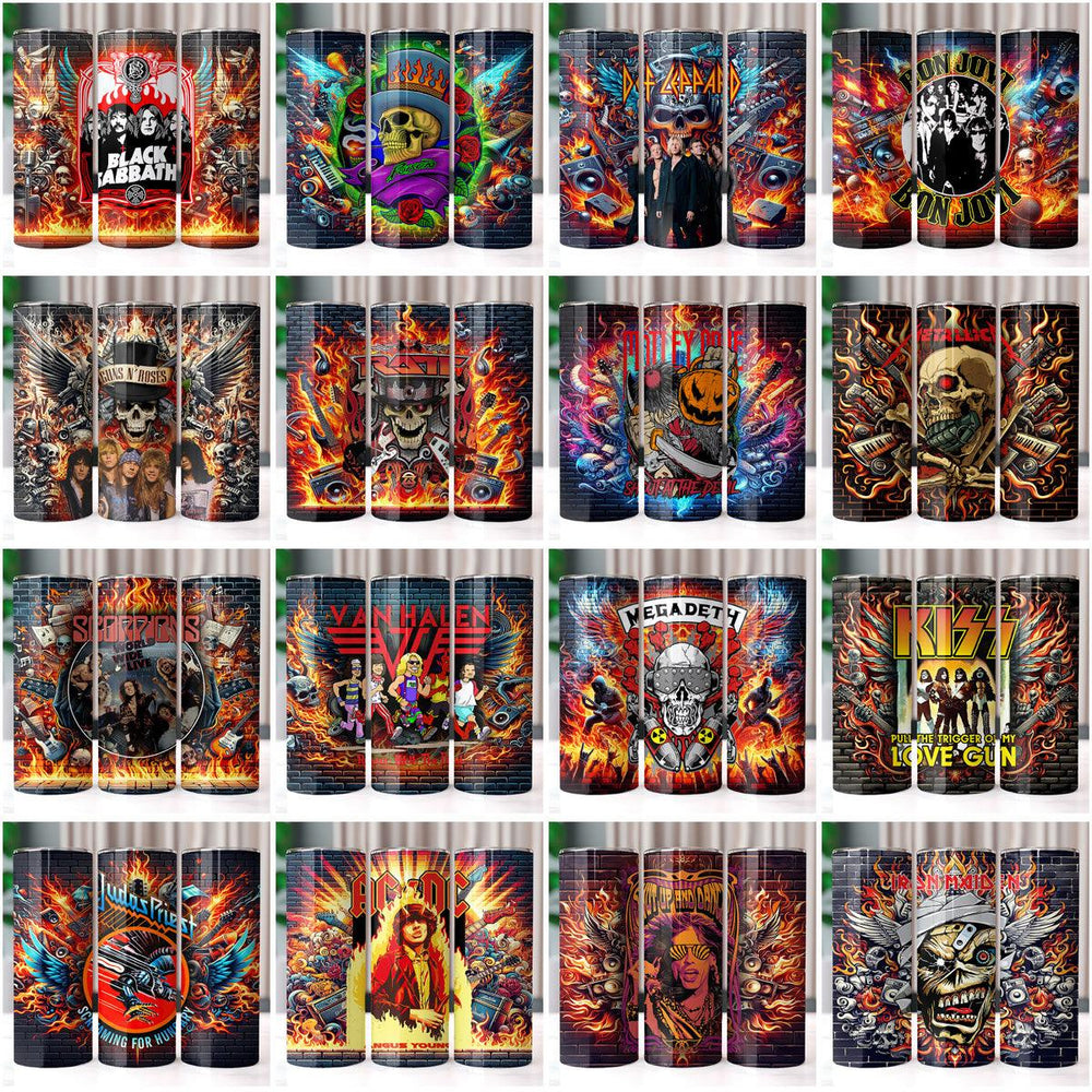 80s Rock Band Tumbler Wraps: 30 JPG Designs
