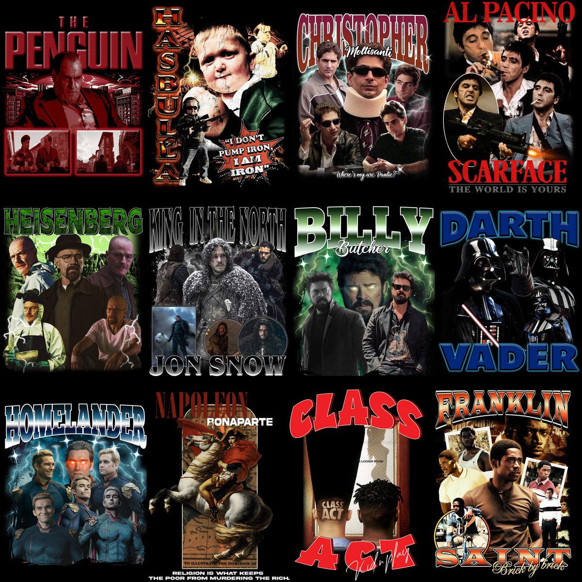 25 Popular Movie Series Bootleg PNG Designs Bundle
