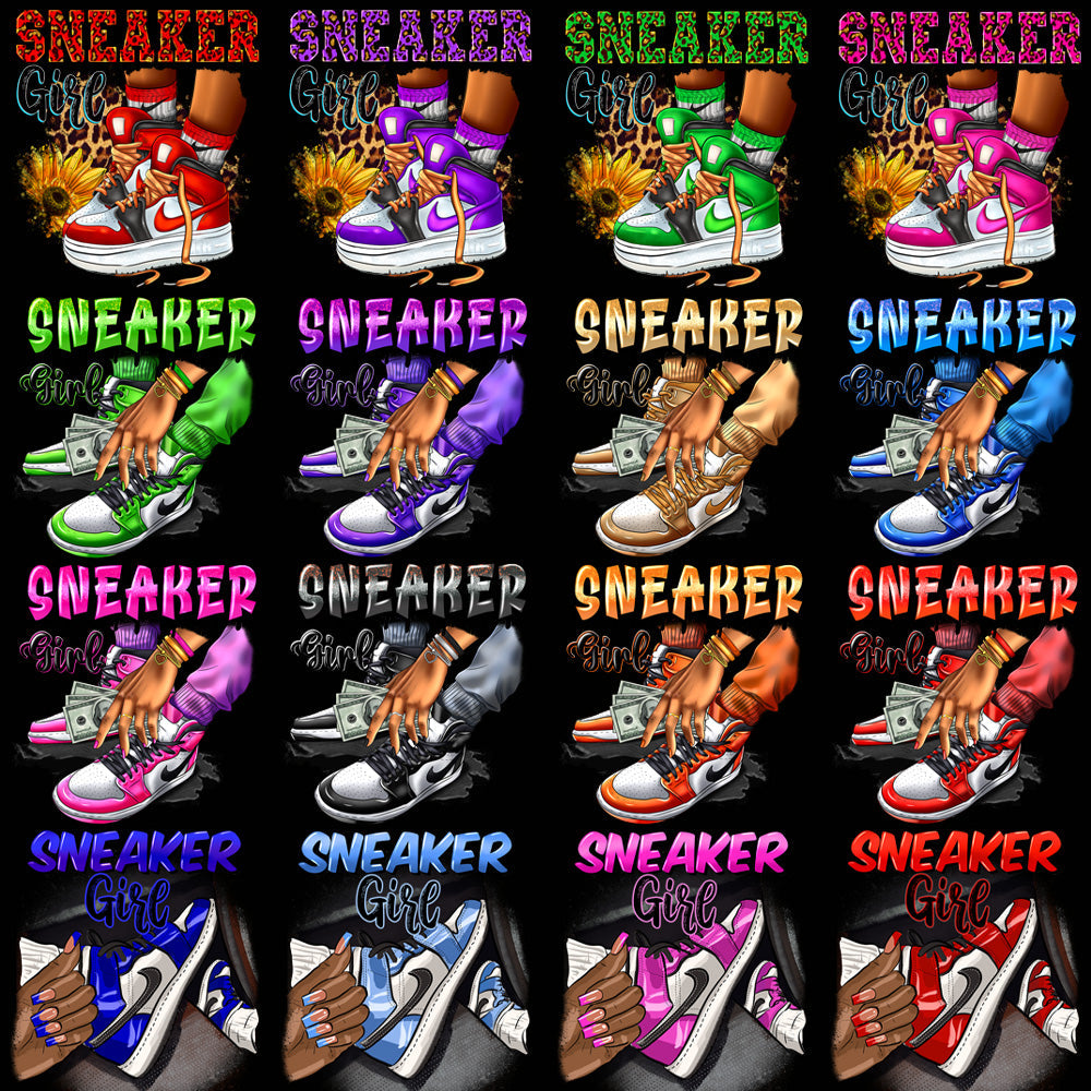 30 Swoosh Sneaker Girl Designs: PNG Bundle for Shoe Brands