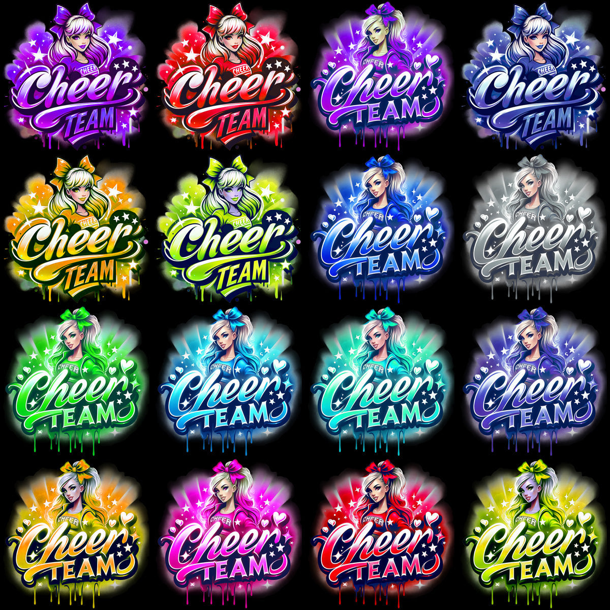 30 Cheerleader PNG Designs: Cheerleading Graphics Bundle for Sublimation & Crafts
