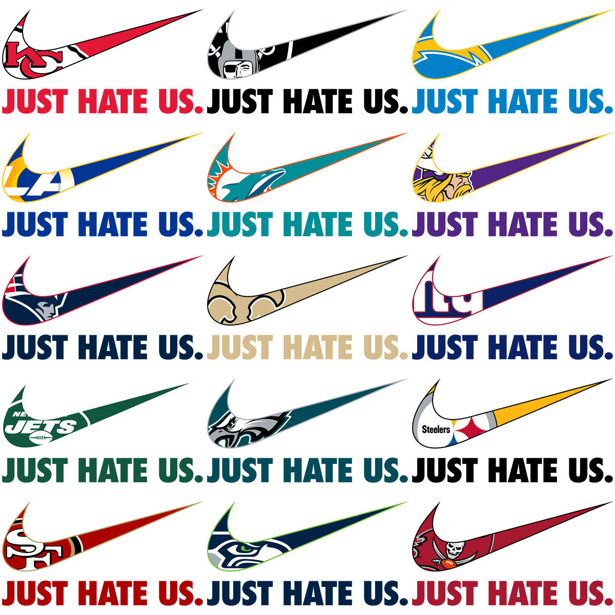 32 Swoosh Brand Football Team Logos: PNG Bundle for Designers