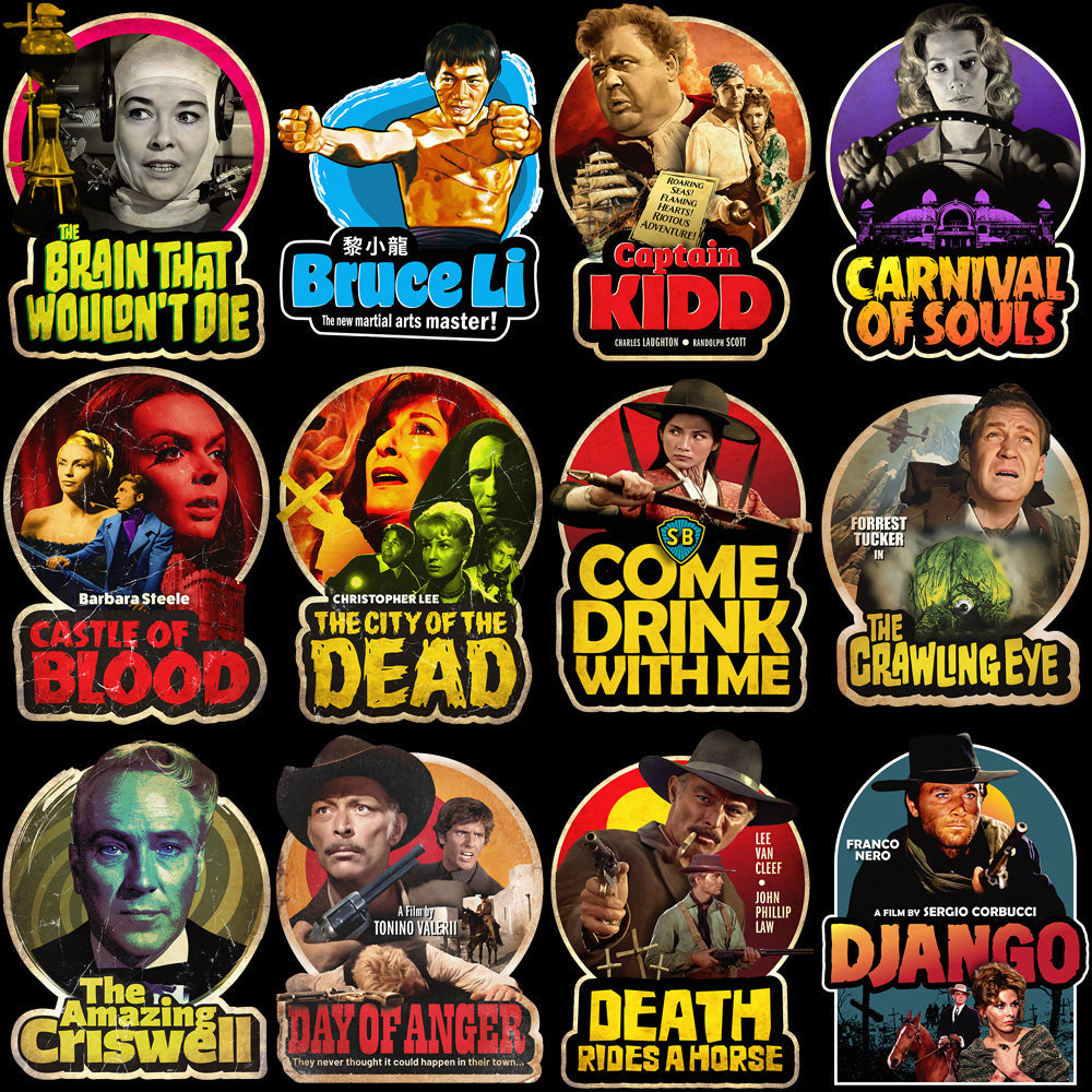 77 Vintage Movie Classics: PNG Bundle of Old Best Movie Designs