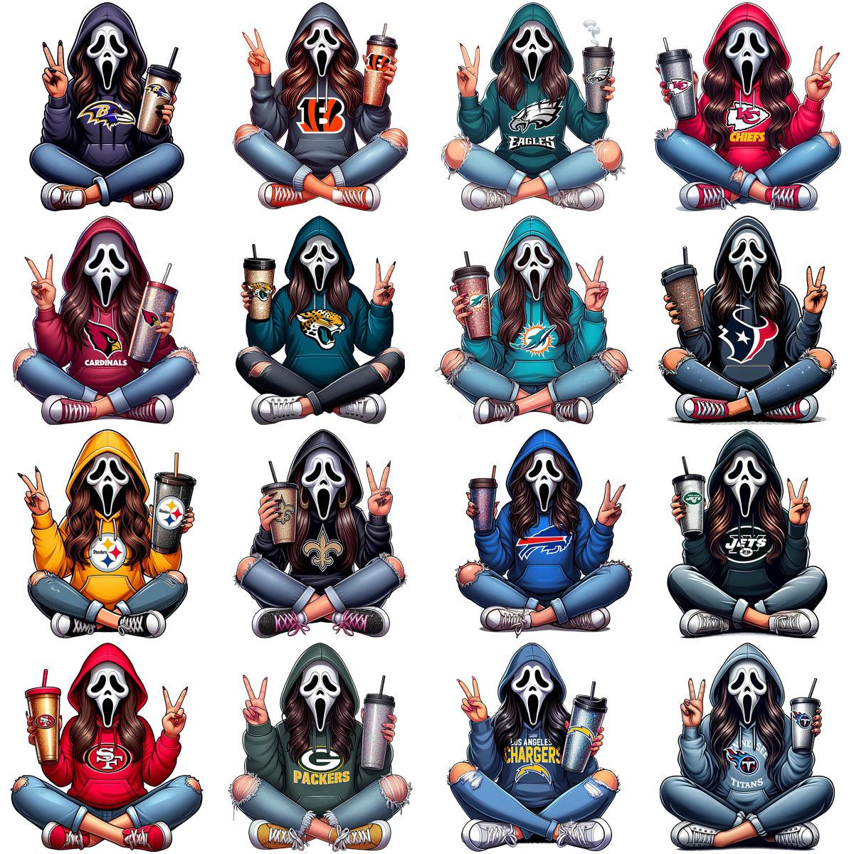 32 Spooky Ghost Girl Football PNG Designs Bundle for Movies & More