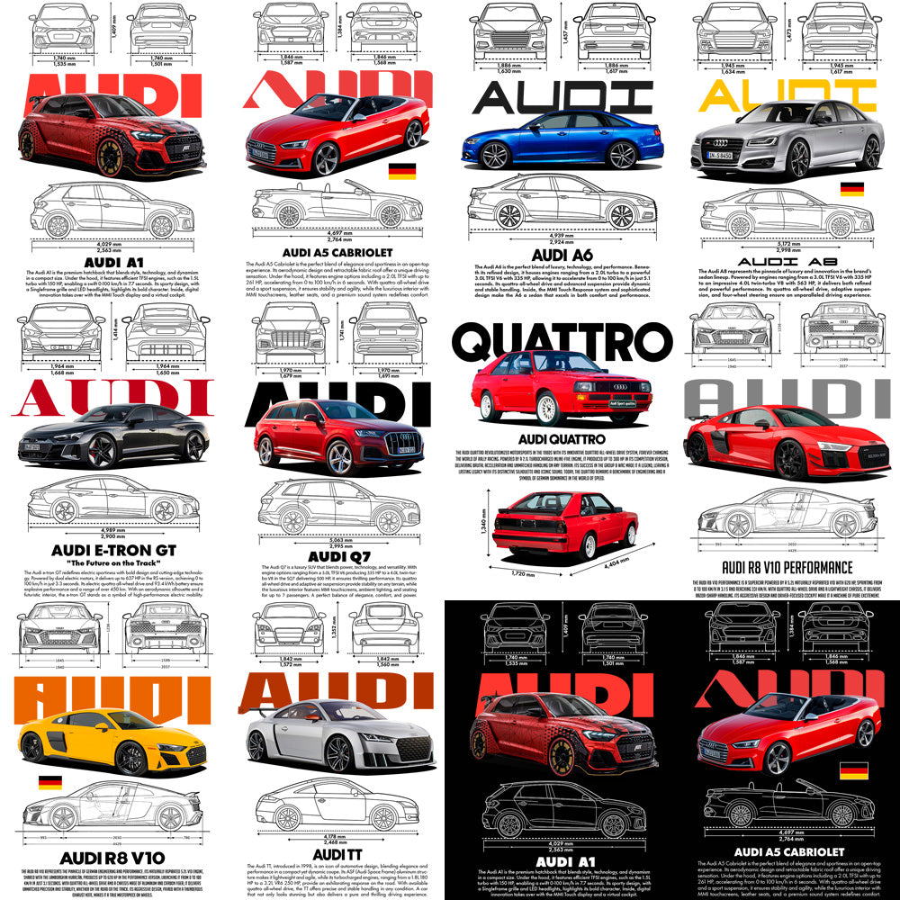 Audi Streetwear Bundle: 10 Dual-Color PNG Car Designs
