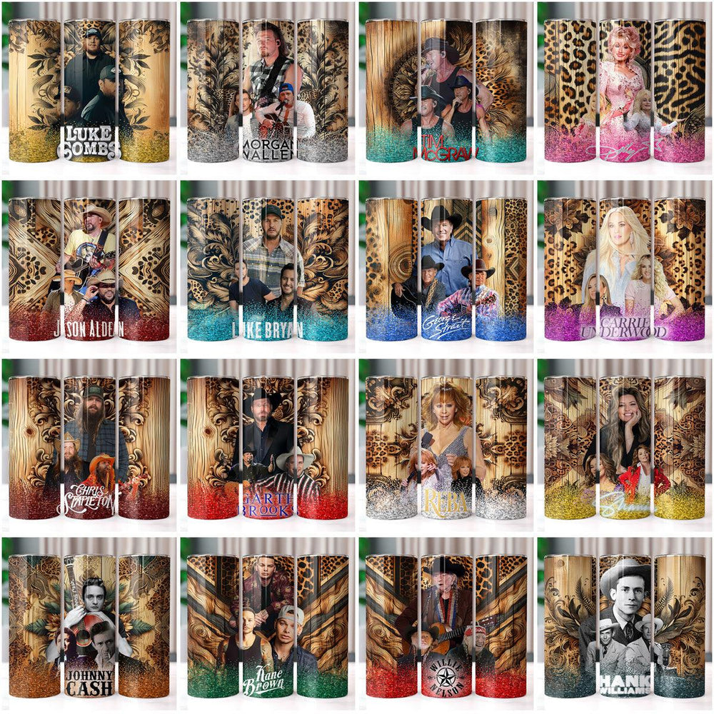 30 Country Music Singer Tumbler Wraps: JPG Bundle for Instant Download
