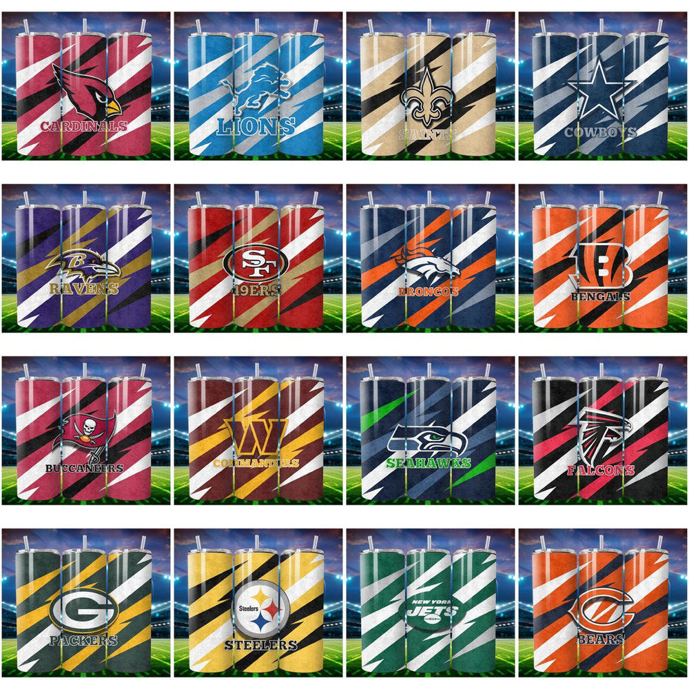 32 NFL Team Tumbler Wraps: JPG Bundle for Sublimation
