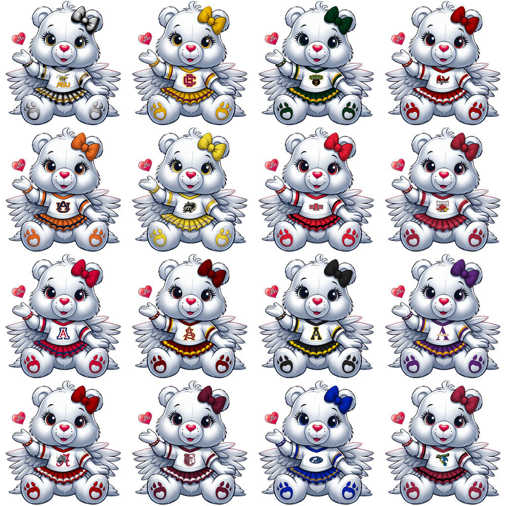 126 NCAA Cheerleader PNG Designs: College Mascot & Care Bear Graphics Bundle