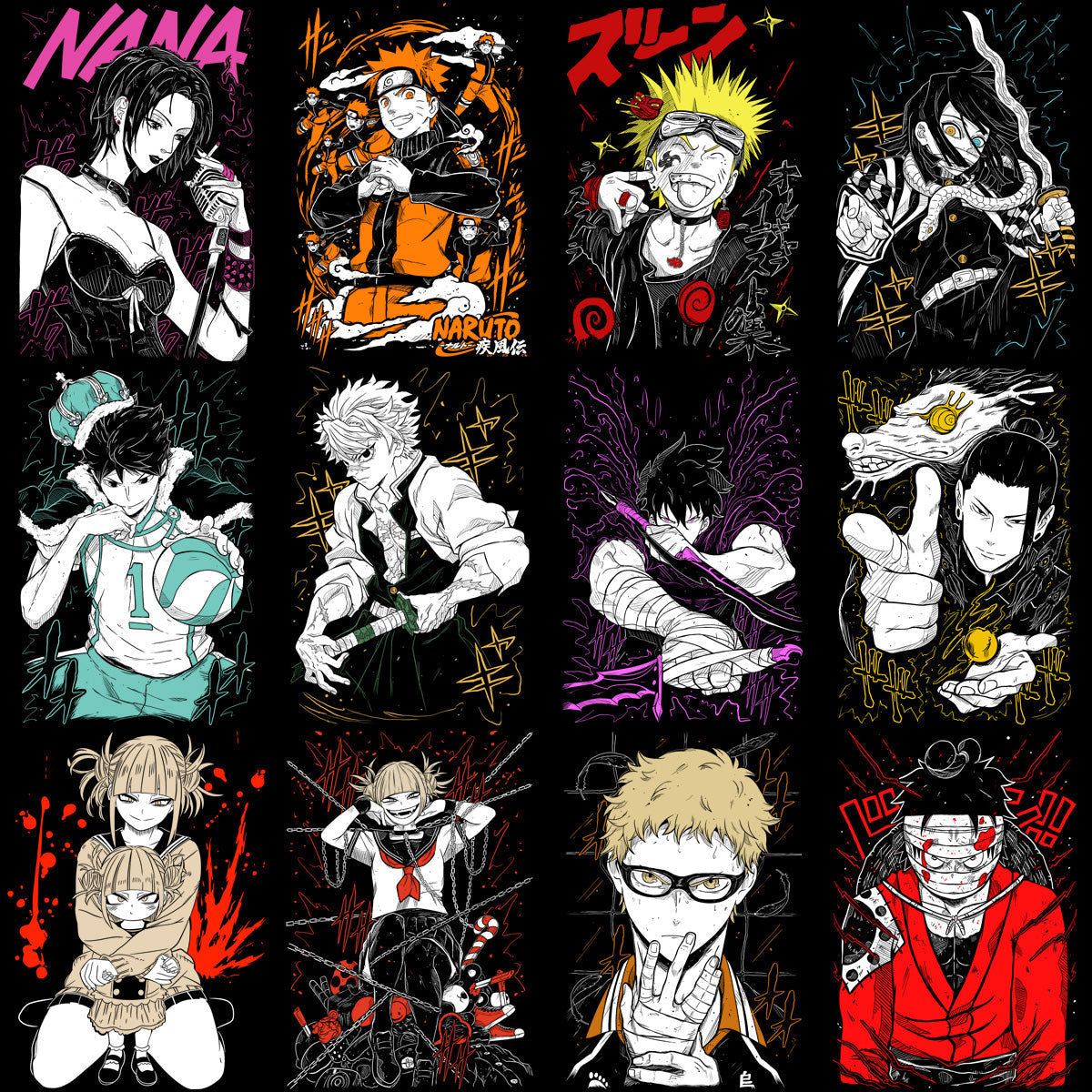 Anime Mix Streetwear PNG & PSD Bundle: 34 Designs